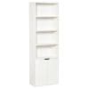 Biblioteca Moderna HOMCOM 4 Etajere cu Dulapior din Lemn cu 2 Usi, Mobilier Multifunctional pentru Living si Birou 59x29x180cm, Alba | AOSOM RO