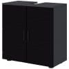 Kleankin Mobilier de baie cu dulap cu 2 uși, Mobilier de baie din lemn cu poliță reglabilă, 60x30x60cm, de culoare negru
