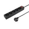 Prelungitor cu 5 prize Schuko 5m Negru, ppa5k-05bk
