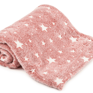 Patura pufoasa fosforescenta 100×120 cm, stelute GLOW IN THE DARK ROZ