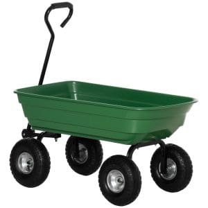 Carucior de Gradina Outsunny cu Structura din Otel si Anvelope, Maner Moale, Capacitate 250 kg, 108x52x100cm, Verde | Aosom RO