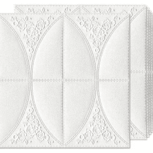 3 X Tapet ALB cu FLORI ALBE 3D Autocolant / Autoadeziv 70cm x 70cm x 3 mm