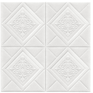 3 X Tapet ALB cu ROMB 3D Autocolant / Autoadeziv 70cm x 70cm x 3 mm