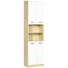 Dulap Baie din PAL Alb cu 2 Dulapioare cu Usi si 2 Rafturi Deschise, Design Anti rasturnare, 53×33.5×195.7 cm kleankin | Aosom RO