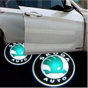 Set 2 Holograme LED cu LOGO SKODA pentru Portiere