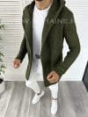 Cardigan barbati kaki cu gluga slim fit ZR T3516 U7