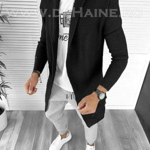 Cardigan barbati negru slim fit ZR T3557 S1