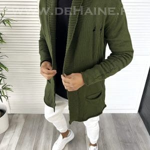 Cardigan barbati kaki slim fit ZR T3596 94-1/k8-5