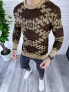 Pulover barbati gros slim fit maro T3623 105-5
