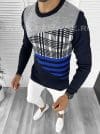 Pulover barbati gros slim fit bleumarin T3625 102-2/U2-1