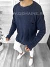 Pulover barbati gros bleumarin slim fit T3664 i13-4