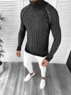 Pulover barbati gros slim fit negru T3712 U6 2