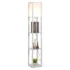 Lampa de Podea HOMCOM cu 3 Polite Integrate, Cuplare E27 Putere 40W, MDF, 26x26x160cm, Alb | Aosom RO
