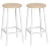 Set 2 scaune de bar HOMCOM, de bucatarie cu suport pentru picioare, alb natural | Aosom RO