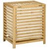 Cos de Rufe din Bambus si Material Textil cu Capac si Sac detasabil pentru Baie si Dormitor, 50x36x60 cm HOMCOM | Aosom RO