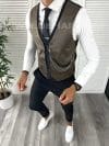 Vesta barbati eleganta slim fit maro V16 E 140-3
