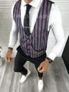 Vesta barbati eleganta slim fit mov cu imprimeu V2 141-2 E