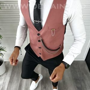 Vesta barbati eleganta slim fit roz V25 141-2 E