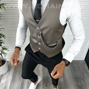 Vesta barbati eleganta slim fit maro inchis V28 141-2 E