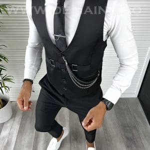Vesta barbati eleganta slim fit neagra V30 141-3 E