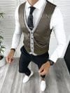 Vesta barbati eleganta slim fit maro V44 E 142-3