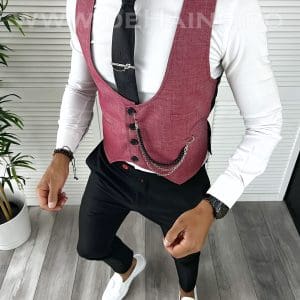 Vesta barbati eleganta slim fit roz V46 140-2 E