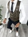 Vesta barbati eleganta slim fit maro inchis V63 E 140-3