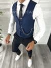 Vesta barbati eleganta slim fit bleumarin V70 E