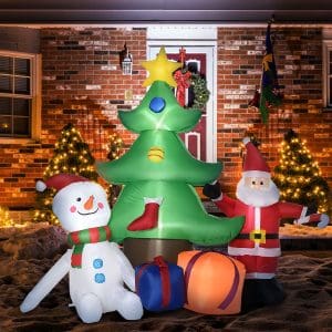 Outsunny Decoratune gonflabila de Craciun cu lumini LED, Brad gonflabil pentru exterior si interior cu umflator inclus | AOSOM RO