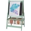 Tablă pentru copii 3 în 1 AIYAPLAY cu 2 containere, șevalet de artă din lemn pentru copii 3-8 ani, 54×46,5x93cm, de culoare verde