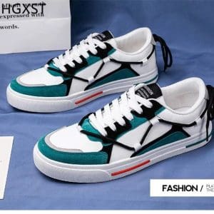 Adidasi barbati casual albi cu verde B7787 A31-3