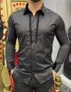 Camasa barbati neagra slim fit pentru evenimente B8571 P18-1 .2