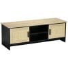 Dulap Suport TV Pana la 60″ cu 2 Dulapioare si Rafturi Deschise, Mobilier de Sufragerie Stil Boho cu Insertii de Ratan, 120x40x42cm HOMCOM | Aosom RO