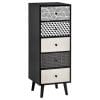 HOMCOM Mobila Comoda cu 5 sertare Fantezie Geometrica, Mobilier modern pentru camera și hol, dimensiune 39.5×39.5×110 cm culoare Negru Gri