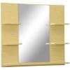Kleankin Oglinda pentru perete dreptunghiulara cu 4 rafturi laterale si unul inferior din MDF si sticla, 80×12.5x70cm