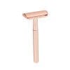 Aparat de ras Classic Safety Razor Techstar® SR1, Aliaj de Zinc, Cu Lame De Rezerva, Reutilizabil, Ecologic, Rose Gold