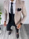 Sacou barbati roz pal slim fit B4985 80-2 / 100B-1 E/8-4