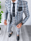Sacou barbati slim fit in carouri + Vesta B8399 261-2 E