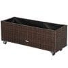 Outsunny Jardiniera inaltata din ratan sintetic cu 4 roti blocabile, pentru spatii interioare si exterioare, 94.5x31x36cm gri