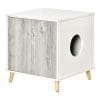 PawHut Mobilier Litiera pentru Pisici de pana la 5,5 kg cu 2 Usi si Orificiu Acces Lateral 60x55x62,5cm, Alb si Gri