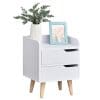 Noptiera cu 2 sertare extemsibilie, picioare din pin, mobila pentru casa, alba, 33x28x42cm HOMCOM | Aosom RO
