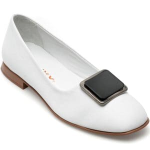 Balerini GRYXX albi, 10776, din piele naturala