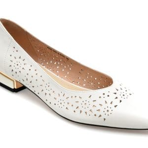 Balerini IMAGE albi, 2235920, din piele naturala