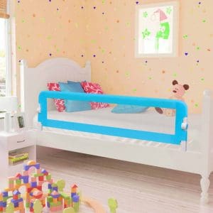 Balustradă protecție pat copii, albastru, 120×42 cm, poliester