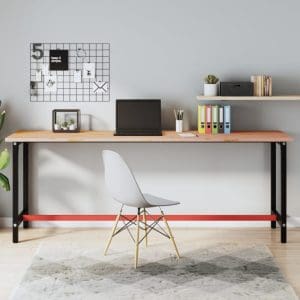 Banc de lucru 220x55x81,5 cm, lemn masiv de fag și metal