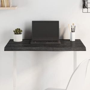 Blat de masă gri închis 80x40x4 cm, lemn masiv de stejar tratat