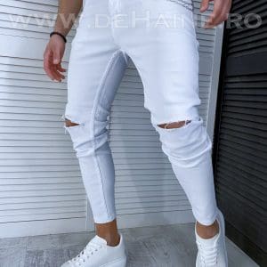 Blugi barbati conici albi 1016 H1