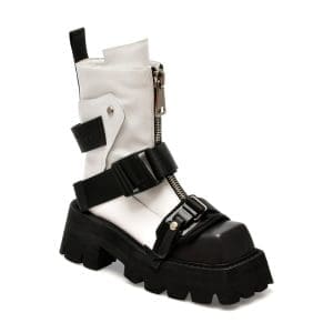 Bocanci EPICA alb-negru, 3920, din piele naturala