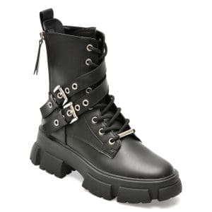 Bocanci Steve Madden negre, TRACTIO, din piele naturala