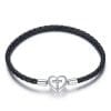 Bratara din argint Cross Black Leather
